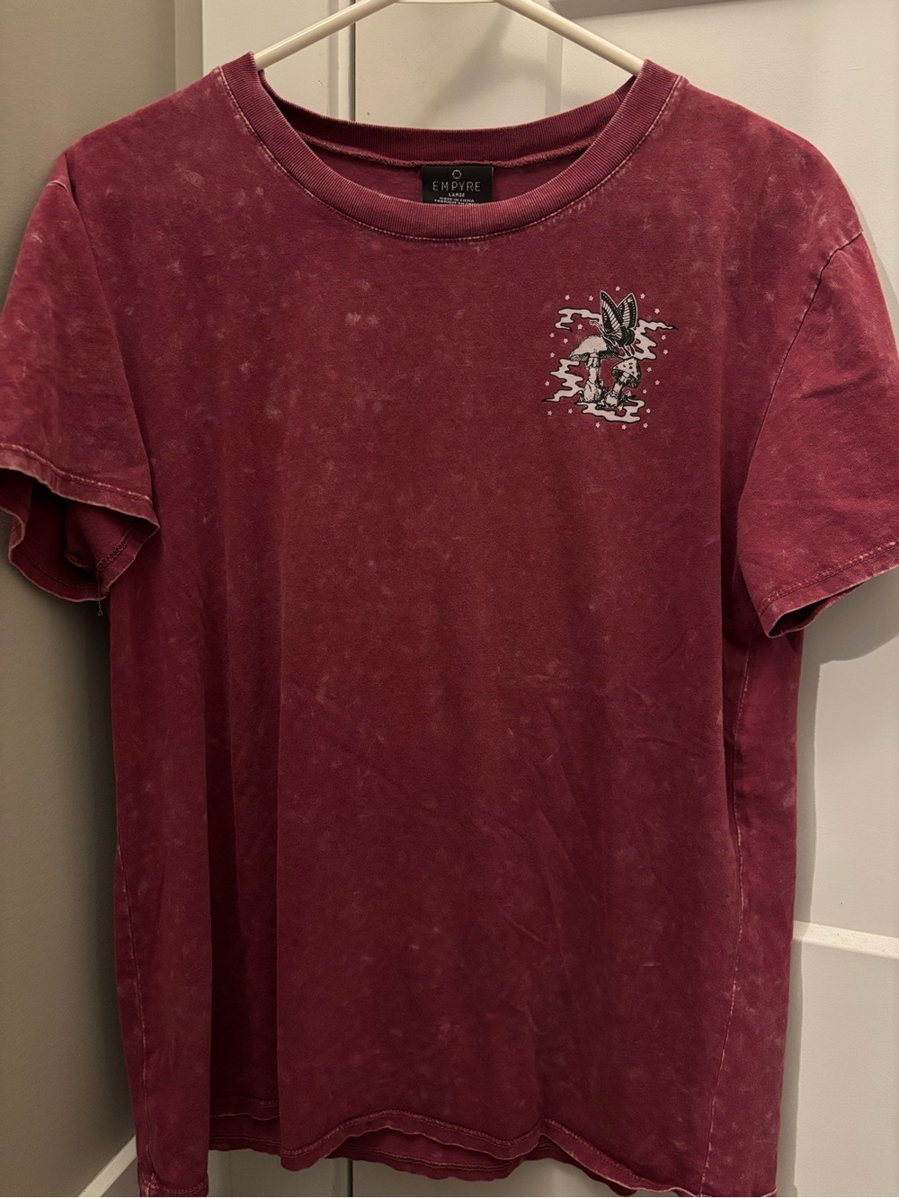Empyre Unisex Distressed Wine Red Graphic Short Sleeve Tee
